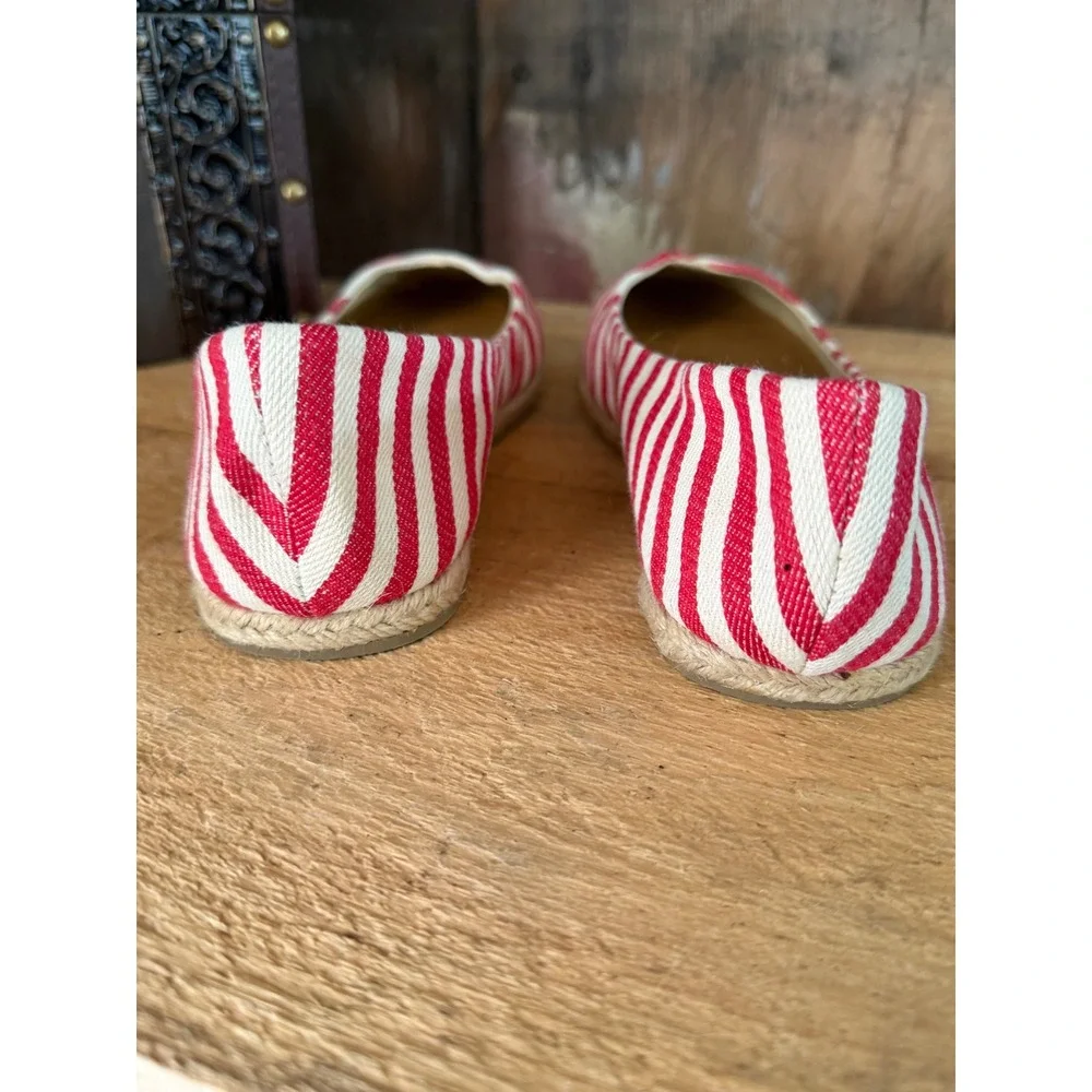 Coconuts by Matisse Regatta Red White Striped Canvas Espadrille Flats Womens 7.5